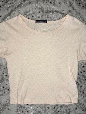 White Brandy Melville heart eyelet top